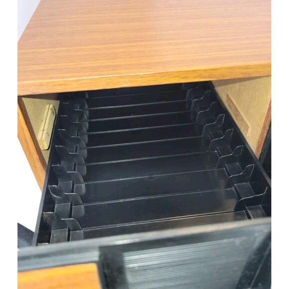 Vtg 80s 2 Drawer VHS Cassette Tape Holder Cabinet Storage Case 24 Movie Prop - Picture 7 of 9